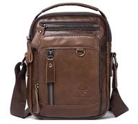 HUMERPAUL Umhängetasche für Herren, echtes Leder, Umhängetasche, Handtasche, für Arbeit, Reisen, Kaffee, 6.7 x 3.5 x 8.8 inches