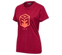 hummel Damen Hmloffgrid Cotton Jersey S/S Wo T Shirt, Rhubarb/Nasturtium, S EU