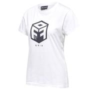 hummel Damen Hmloffgrid Cotton Jersey S/S Wo T Shirt, White/Forged Iron, XS EU