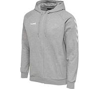 hummel Mens hmlGo Cotton Zip Hoodie, Grey, Small