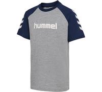 hummel hmlJR Logo T-Shirt Kinder 1579 - grey melange/dress blues 146/152