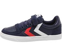 hummel Kids Slimmer Stadil Leather Low Sneaker, Blue, Size 28
