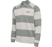hummel Loose Striped Langarm Poloshirt Herren M Grau/Weiß