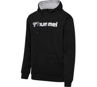 Hummel Mover Cotton Hoodie mit Logo - Unisex Kapuzenpullover mit Vordertasche und Shorts mit Kordelzug, Angenehme Baumwolle Qualität, Casual Training & Sportbekleidung, Schwarz (1er Pack)