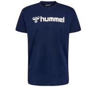 Hummel Mover Cotton T-Shirt S/S Kids - Sport Tshirt für Mädchen und Jungen, Unisex T Shirt mit Logo, Angenehm Weicher Stoff aus 100% Baumwolle, Casual & Basic Sportbekleidung, Marine (1er Pack)