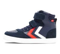 hummel Kids Slimmer Stadil Leather High Sneaker, Blue, Size 39