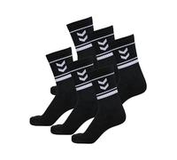 hummel Unisex Hmlstripe Crew 6er Pack Socken mit Logo Mittellang, Komfortables Material, Stilvolles Design - schwarz - 36-40
