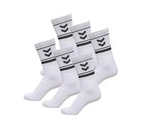 hummel Unisex Hmlstripe Crew 6er Pack Socken mit Logo Mittellang, Komfortables Material, Stilvolles Design - weiß - 46-48