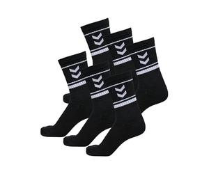 hummel Unisex Hmlstripe Crew 6er Pack Socken mit Logo Mittellang, Komfortables Material, Stilvolles Design - schwarz - 46-48