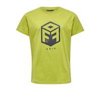 hummel Unisex Kinder Hmloffgrid Cotton Jersey S/S Kids T Shirt, Dark Citron/Myrtle, 128 EU