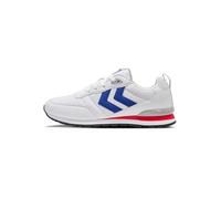 HUMMEL Unisex Monaco 86 Perforated Sneaker, White/Blue/RED, 38 EU