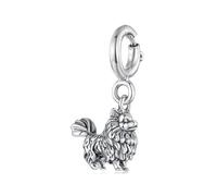 Hund Anhänger Elefant Öffnung Schnalle Hamster Charms DIY 925 Sterling Silber Perlen passen Liebe zu Papier Clips Armband passen Pandora Armband für Frauen (Pommerner Anhänger)