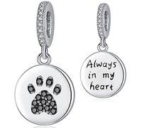 Hund Charm Damen Anhänger Katze Pfote 925 Sterling Silber Tier Hund Pfote Anhänger Bead Charm für Pandora Europäisch Armband, Haustier Liebhaber Geschenke für Damen Mädchen