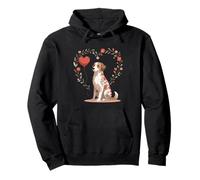 Hund Illustration mit floralem Kranz und Herzballon Pullover Hoodie