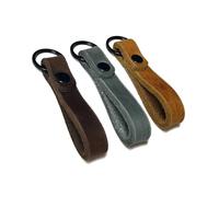 Hund natürlich Leder Schlüsselanhänger aus dickem Rindsleder mit schwarz mattem Ring für Männer und Frauen tolle Geschenkidee oder Mitbringsel, made in Germany (Farbe cognac)