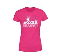 Hunde Boxer der coolste Hund der Welt Damen T-Shirt Hundehalter Spruchshirt für Boxerfans und Hundehalter, Farbe: Pink, Größe: Large
