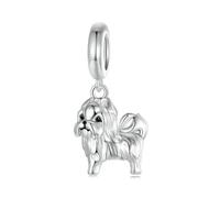 Hunde-Charm, 925er-Sterlingsilber, Katze, Pferd, gepunkteter Hund, Bulldogge, Pudel, Golden Retriever, Tier, Haustier, Weihnachtsanhänger für Pandora-Charm-Armband, Eine Größe, Sterling-Silber