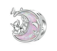 Hunde-Charm, 925er-Sterlingsilber, Katze, Pferd, gepunkteter Hund, Bulldogge, Pudel, Golden Retriever, Tier, Haustier, Weihnachtsanhänger für Pandora-Charm-Armband, Eine Größe, Sterling-Silber