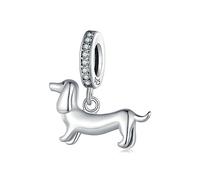 Hunde-Charm, 925er-Sterlingsilber, Katze, Pferd, gepunkteter Hund, Bulldogge, Pudel, Golden Retriever, Tier, Haustier, Weihnachtsanhänger für Pandora-Charm-Armband, Einheitsgröße, Sterling-Silber