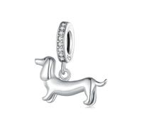 Hunde-Charm-Anhänger aus 925er Sterlingsilber, Katze, Haustier, Panda, Pinguin, Jahrestag, Liebe, Herz, Mutter, Buchstaben-Anhänger für Pandora-Charm-Armband, Eine Größe, Sterling-Silber, Zirkon