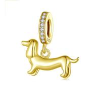 Hunde-Charm-Anhänger aus 925er Sterlingsilber, Katze, Haustier, Panda, Pinguin, Jahrestag, Liebe, Herz, Mutter, Buchstaben-Anhänger für Pandora-Charm-Armband, Eine Größe, Sterling-Silber, Zirkon