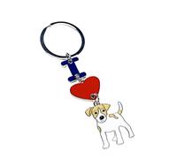 Hunde-Schlüsselanhänger, "I Love Dog", Metall-Haustier-ID-Tags, Schlüsselanhänger, Schlüsselanhänger für Hundeliebhaber, Geschenk, Jack Russell