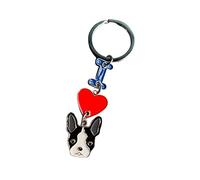 Hunde-Schlüsselanhänger, "I Love Dog", Metall-Haustier-ID-Tags, Schlüsselanhänger, Schlüsselanhänger, Hunde-Liebhaber, Schlüsselanhänger, Geschenk für Boston Terrier