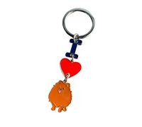 Hunde-Schlüsselanhänger, "I Love Dog", Metall, Haustier-ID-Tags, Schlüsselanhänger, Schlüsselanhänger, Hundeliebhaber, Schlüsselanhänger, Geschenk, Brauner Zwergspitz