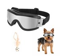 Hundebrille für Kleine Hunde, Hunde Sonnenbrille, Brille Hund mit Anti-UV | Hunde Motorradbrille, Schutzbrille Hund Wasserdicht Winddicht Verstellbares Gummibanddesign, Silber S für 5-10 kg Haustiere