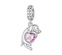 Hundeform-Anhänger, 925 Sterlingsilber, Katzen-, Pferde-, Bulldoggen-, Pudel-, Golden Retriever-Form, für Pandora-Armbänder, Einheitsgröße, Sterlingsilber