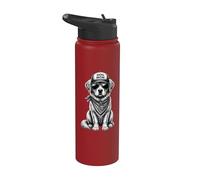 Hundemama Hund Mit Sonnenbrille Trucker Cap Retro Hunde Mama Stainless Steel Insulated Water Bottle