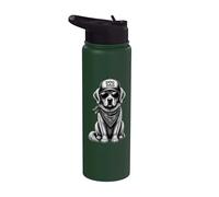 Hundepapa Hund Mit Sonnenbrille Trucker Cap Retro hunde Stainless Steel Insulated Water Bottle