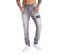 HUNGSON Cargo-Jeans für Herren und Damen, Y2K, Skater, Vintage, einfarbig, lässig, weites Bein, lockere Passform, Denim-Jeans, 48