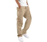 HUNGSON Herren-Chino-Anzughose, schmale gerade Passform, Flache Vorderseite, Golfhose, lässige Reisehose, Beige, 50