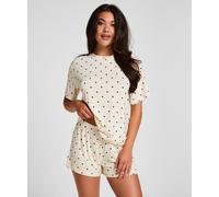 Pyjama HUNKEMÖLLER "Pyjama Set Loose", Damen, Gr. M, beige (weiß), 95% Viskose, 5% Elasthan, Homewear-Sets Pyjama (35443961-M) weiß