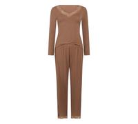 Pyjama HUNKEMÖLLER "Pyjama Set Nana", Damen, Gr. S, braun (beige), 92% Modal, 8% Elasthan, Homewear-Sets Pyjama (34444443-S) beige