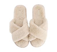 Hunkemöller Hausschuhe Crossed Fake Fur - oatmeal marl - 40/41