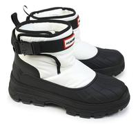 HUNTER Damen Short Buckle Snow Synthetic Textile White Black Stiefel 38 EU
