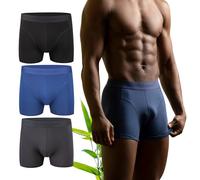 Hunter&Hawks Boxershorts Herren 3er Pack Bambus, Blau, Grau, Schwarz | Antibakteriell & Atmungsaktiv Unterhosen | Weiche Unterwäsche Boxer | Cool Dry Trunks | Anti-Reibung | Größen S-6XL