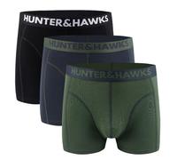 Hunter&Hawks Boxershorts Herren 3er Pack Bambus Schwarz, Overture Blau, Grün | Antibakteriell & Atmungsaktiv Unterhosen | Weiche Unterwäsche Boxer | Cool Dry Trunks | Anti-Reibung | Größen S-6XL