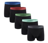 Hunter&Hawks Boxershorts Herren 5er Pack aus Viskose Bambus | Größen S bis 6XL | Weiche, atmungsaktive Unterhosen Männer mit Cool-Dry-Funktion, Anti-Reibung, in Schwarz mit farbigem Bund