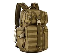 HUNTVP 25L Taktischer Rucksack Militär Trekkingrucksack Wasserdicht Wanderrucksack Molle Assault Pack Armeerucksack Reiserucksack für Herren Damen Sport Outdoor Wandern, Braun