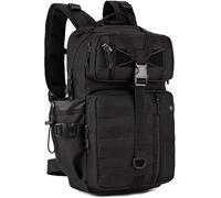 HUNTVP 25L Taktischer Rucksack Militär Trekkingrucksack Wasserdicht Wanderrucksack Molle Assault Pack Armeerucksack Reiserucksack für Herren Damen Sport Outdoor Wandern Bergsteigen, Schwarz