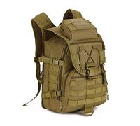 HUNTVP 40L Militar Rucksack Taktisch Wanderrucksack Wasserdicht Trekkingrucksack MOLLE Tactical Sportrucksack Daypack Tagesrucksack Kampfrucksack 14 Zoll Laptoptasche für Outdoor Wandern, Braun