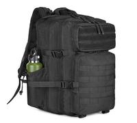 HUNTVP Militär Rucksack Herren 45L Taktischer Rucksack Groß Molle Wanderrucksack Sportrucksack Bundeswehr Tactical Backpack Wasserdicht Daypack für Sport Reise Trekking Camping Outdoor, Schwarz 1.0