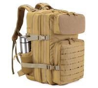 HUNTVP Militär Rucksack Herren 45L Taktischer Rucksack Groß Molle Wanderrucksack Sportrucksack Bundeswehr Tactical Backpack Wasserdicht Daypack für Sport Reise Trekking Camping Outdoor,Braun