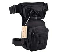 Huntvp Taktisch Beintasche Militär Beinbeutel MOLLE Hüfttasche Sport Tactical Leg Bag Armee Beintaschen Wasserdicht Gürteltasche Werkzeugtasche Tasche für Bein Herren Damen Motorrad, Typ-2-Schwarz