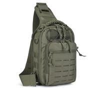 HUNTVP Taktisch Brusttasche Militärisch Schultertasche Military Chest Pack Slingrucksack Molle Crossbody Bag Umhängetasche Mini für Herren Damen Reise Wandern Outdoor (Typ-3 Grün)