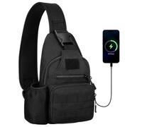 HUNTVP Taktisch Brusttasche Military Schultertasche Tactical Chest Sling Pack MOLLE Armee Crossbody Bag Militärisch Umhängetasche Mini Single Strap Rucksack für Reisen Wandern Camping,Typ-2 Schwarz