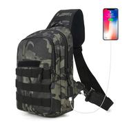 HUNTVP Taktisch Brusttasche Military Schultertasche Tactical Chest Sling Pack MOLLE Armee Crossbody Bag Militärisch Umhängetasche Mini Single Strap Rucksack für Reisen Wandern Camping,Typ-4 Camo